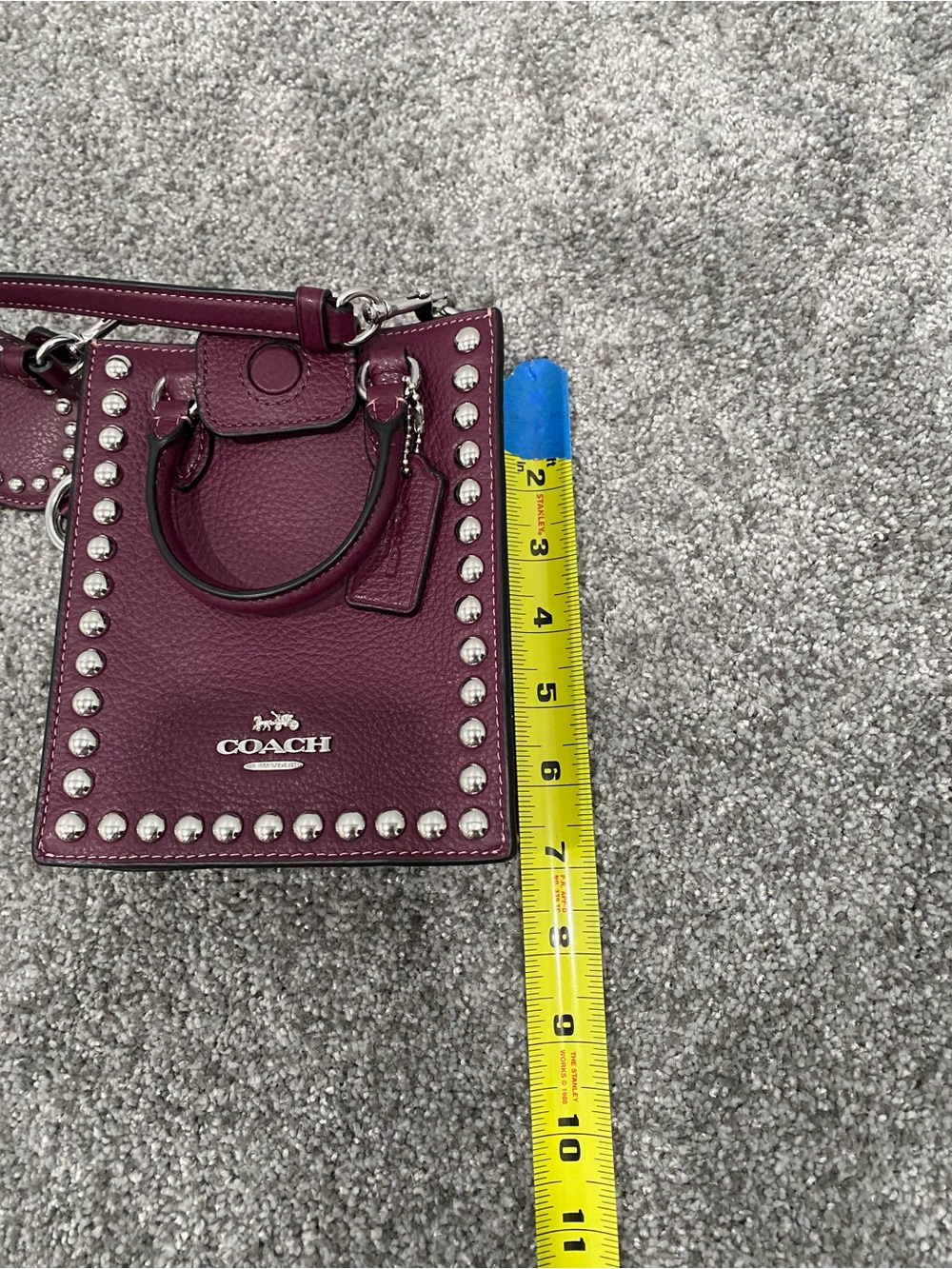 NWT Coach North South Mini Tote With Rivets Leather Bag Long Strap CM248 - Picture 8 of 8